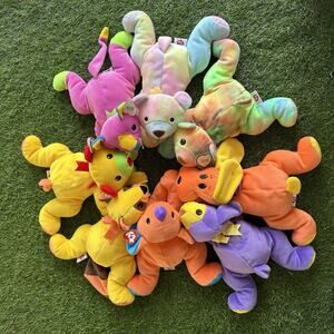 Vintage 90s TY Beanie Baby Pillow Pals Lot Of 8 Colorful Huggy Kolala Rusty Woof